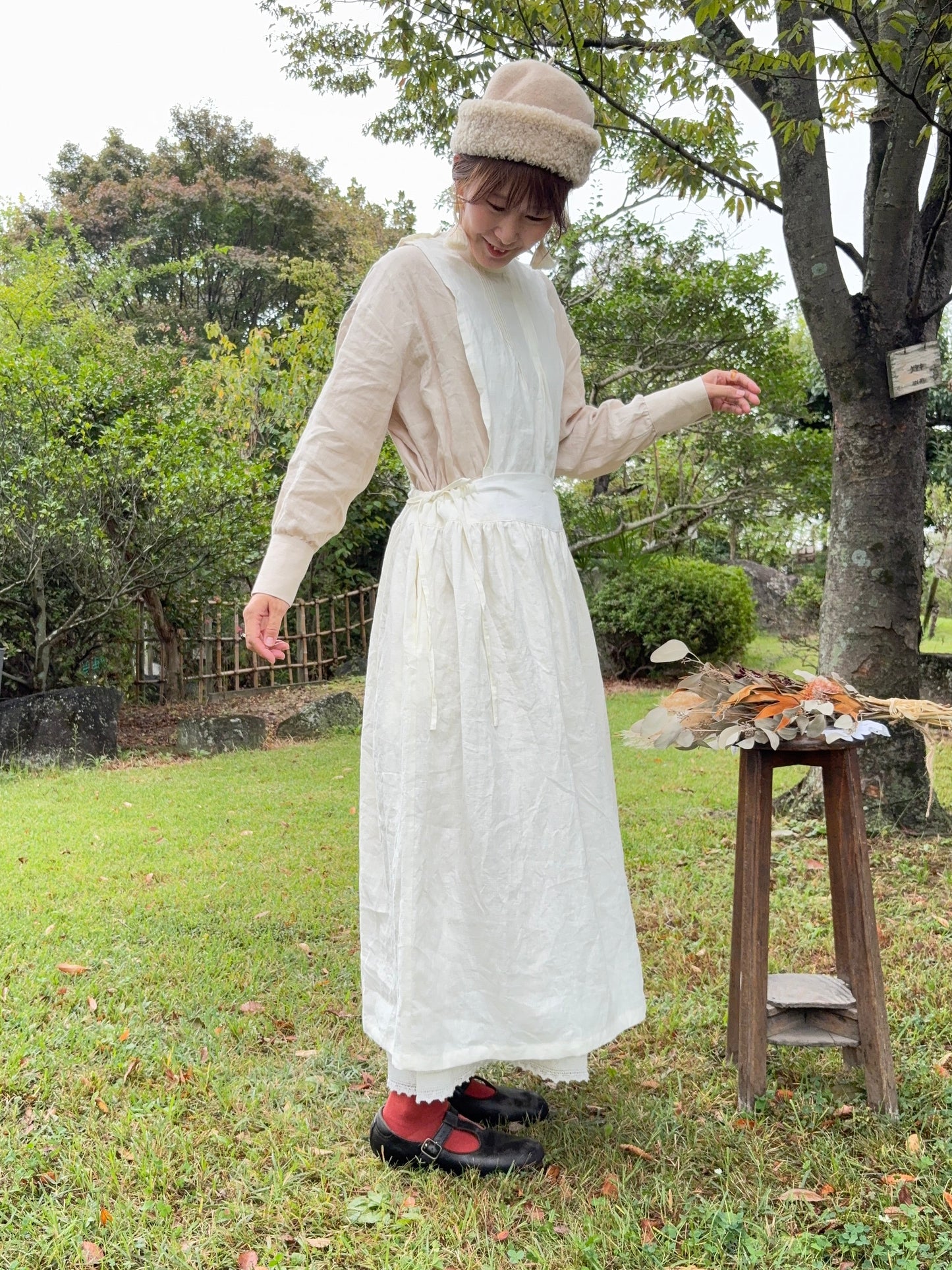 【予約】新色＊Dear apron dress（白）
