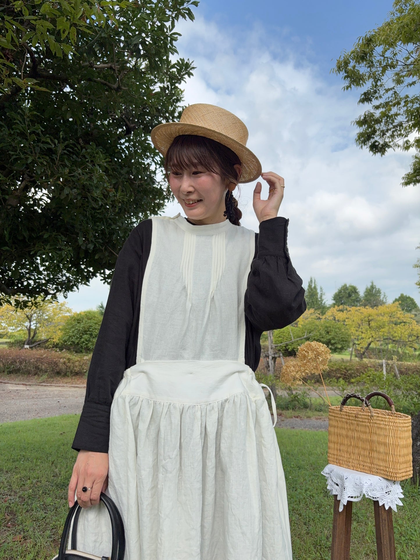 【予約】新色＊Dear apron dress（白）