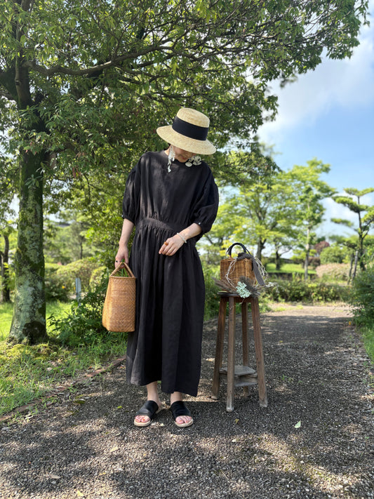 すずらんワンピース（黒）着丈121㎝.126㎝